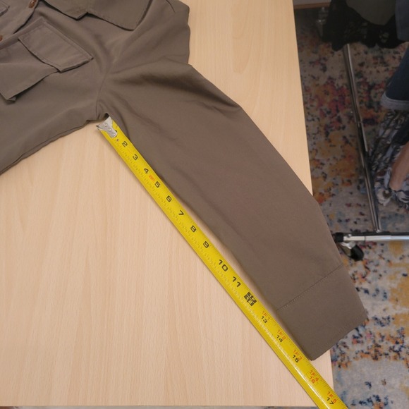 Utility Bomber Jacket Army Green Cuff Sleeve‎ Elastic Drawstring Waist Small - Picture 8 of 11